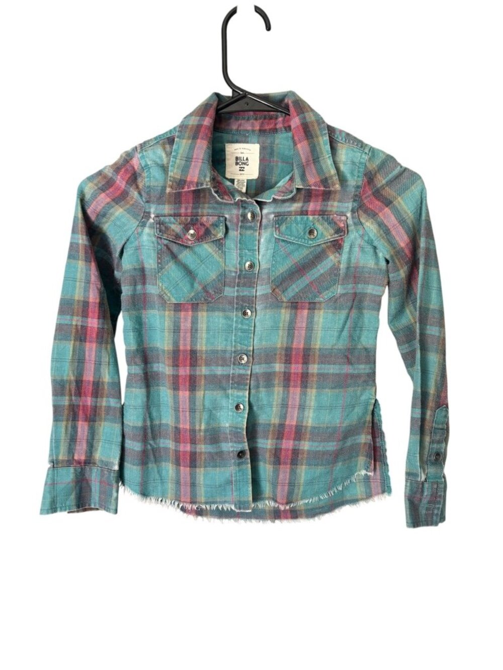 Girls Distressed Plaid Faded Shirt